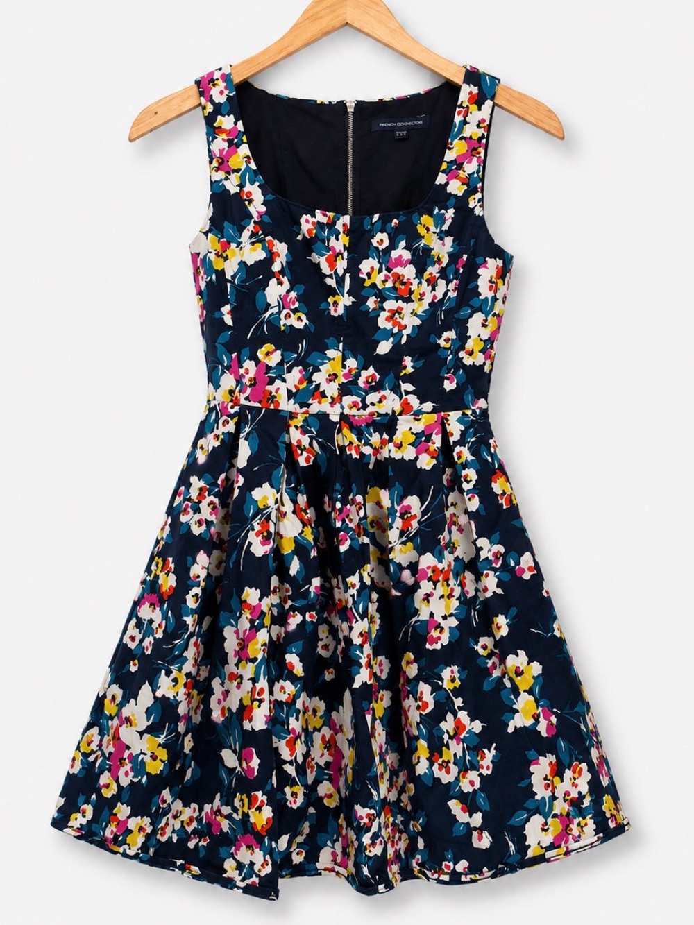 French Connection Navy Floral Fit & Flare Dress Size US 6